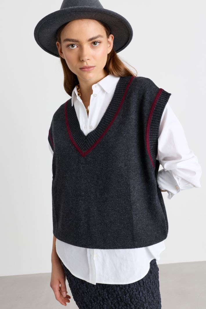 Boxy knit vest - GREY - Intrend - 2