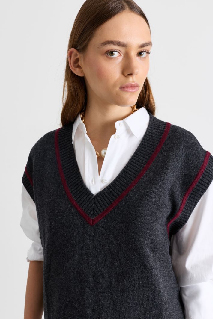 Boxy knit vest - GREY - Intrend - 3
