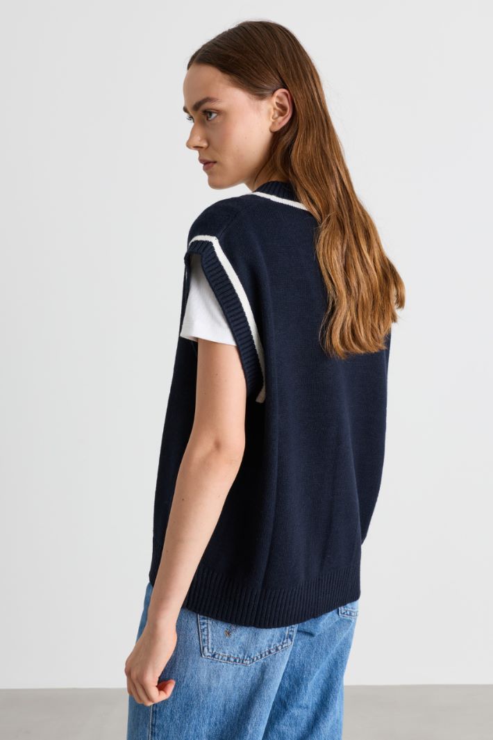 Boxy knit vest - BLUE - Intrend - 4