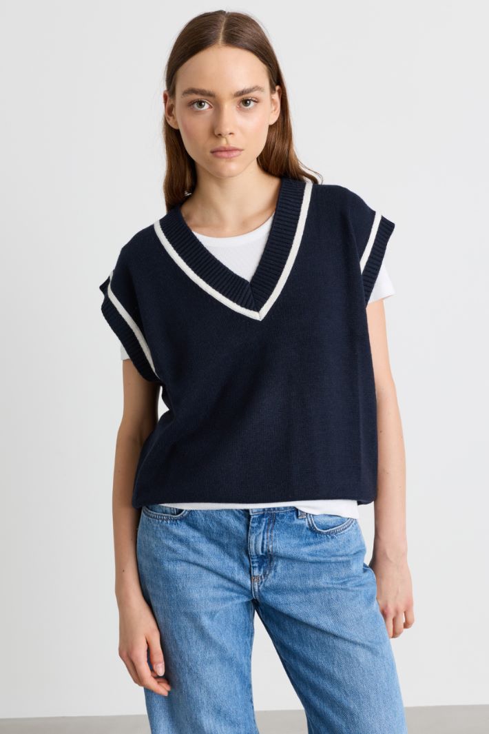 Boxy knit vest - BLUE - Intrend - 2