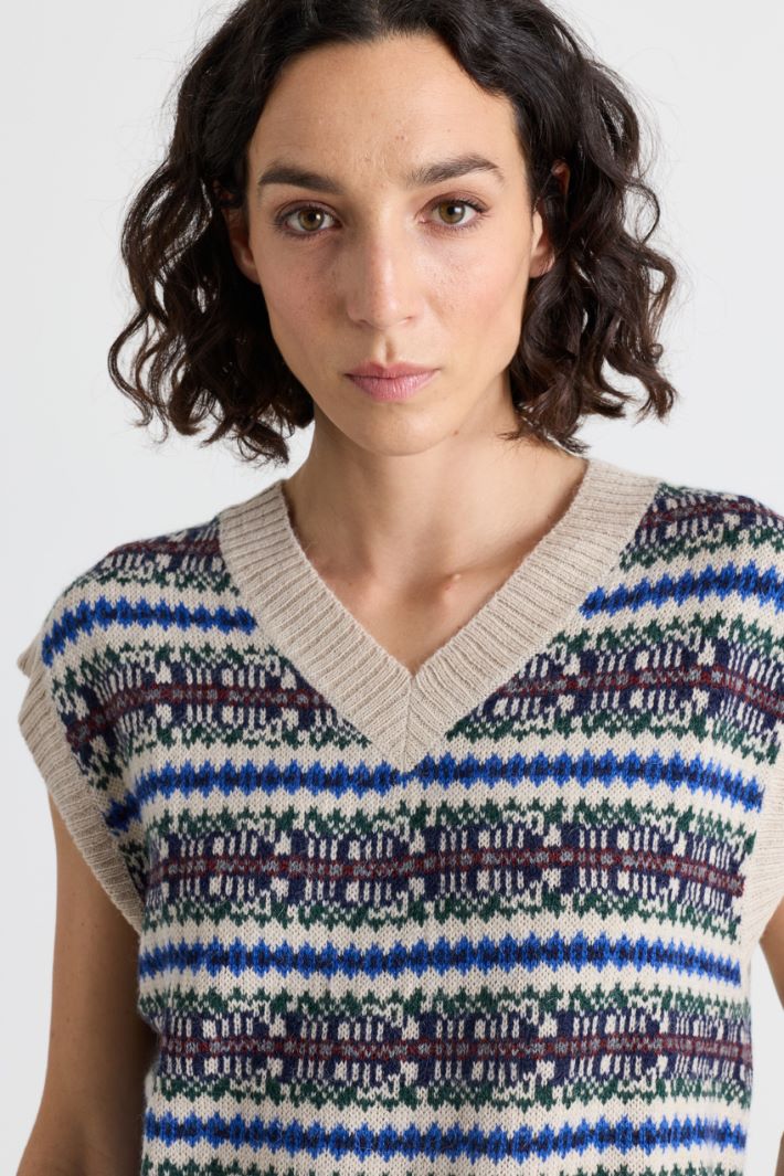 Jacquard Slipover - GREEN BLUE - Intrend - 3