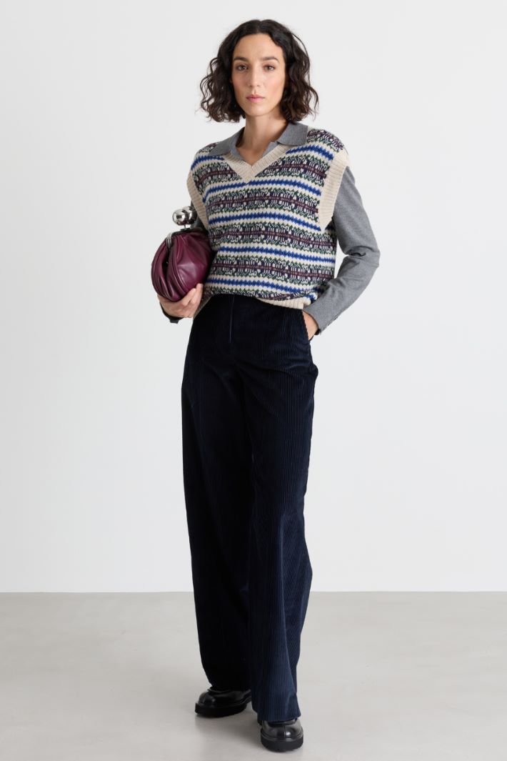Jacquard Slipover - GREEN BLUE - Intrend