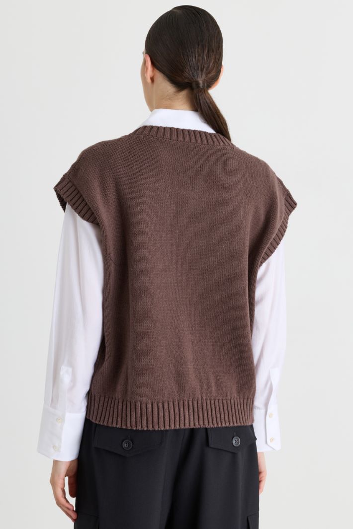 Intarsia-knit vest - BROWN - Intrend - 4