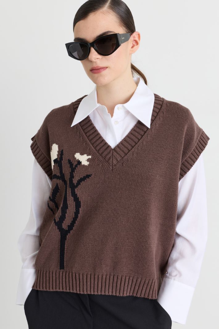 Strickweste mit Intarsienmuster - BRAUN - Intrend - 2
