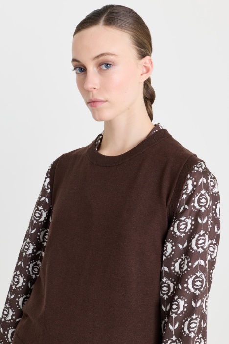 Gilet leggero in seta e lana