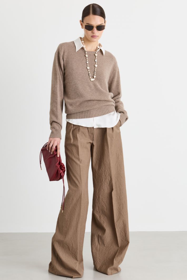 Maglia boxy a spalla scesa - BEIGE - Intrend