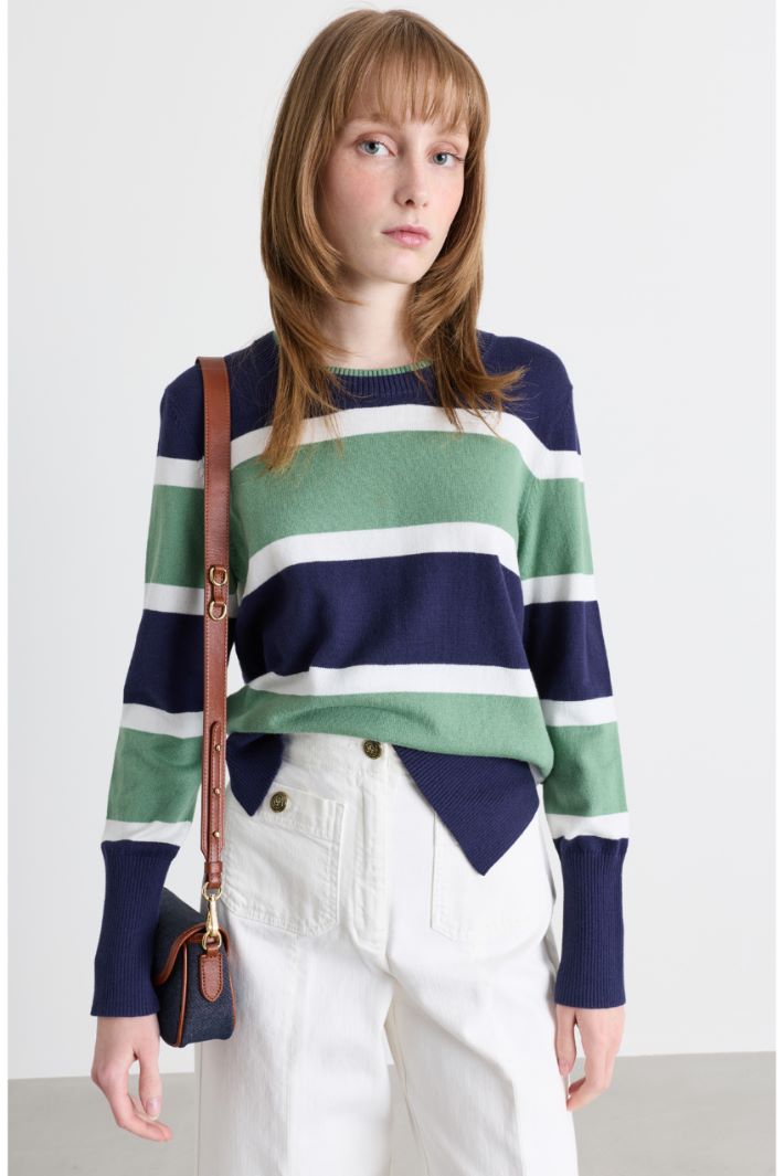 Pull à col rond double - BLEU VERT - Intrend - 2