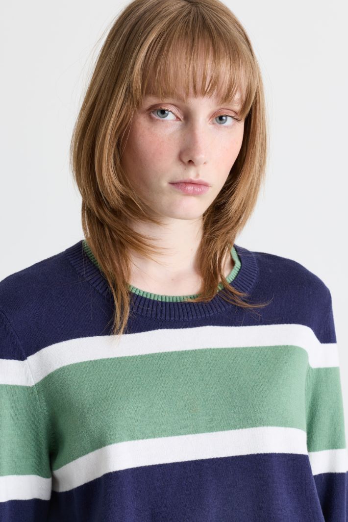 Pull à col rond double - BLEU VERT - Intrend - 3