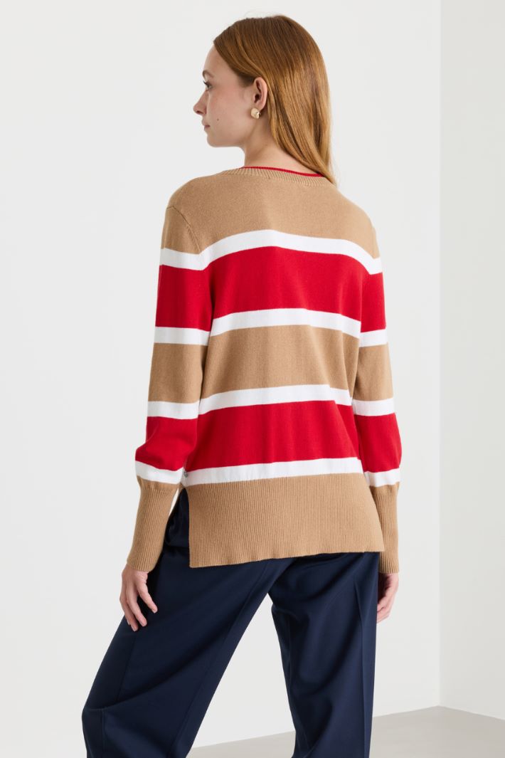 Maglia girocollo con bordo doppio - CAMMELLO ROSSO - Intrend - 4