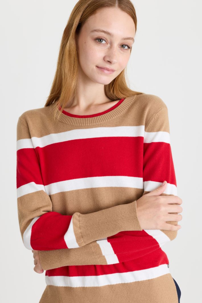 Maglia girocollo con bordo doppio - CAMMELLO ROSSO - Intrend - 3