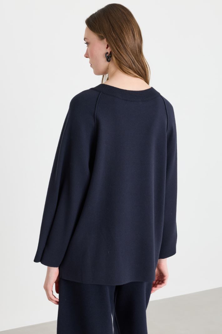 Pull oversize à manches ajustables - BLEU - Intrend - 4