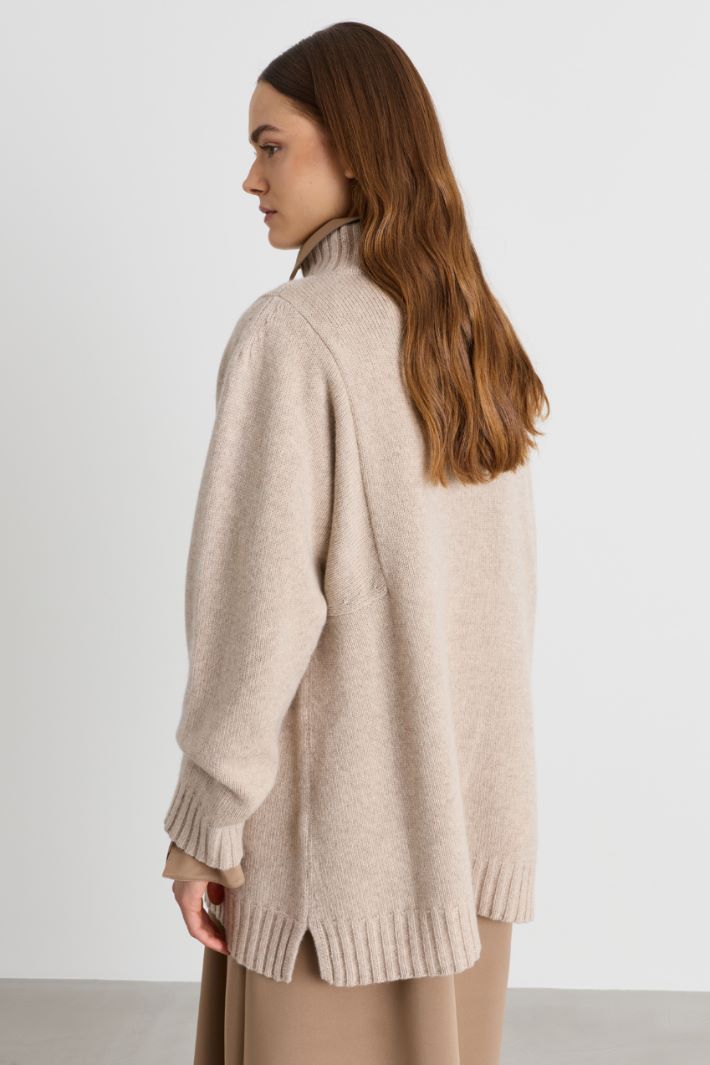 Oversize-Rollkragenpullover mit Schlitzen - BEIGE - Intrend - 4