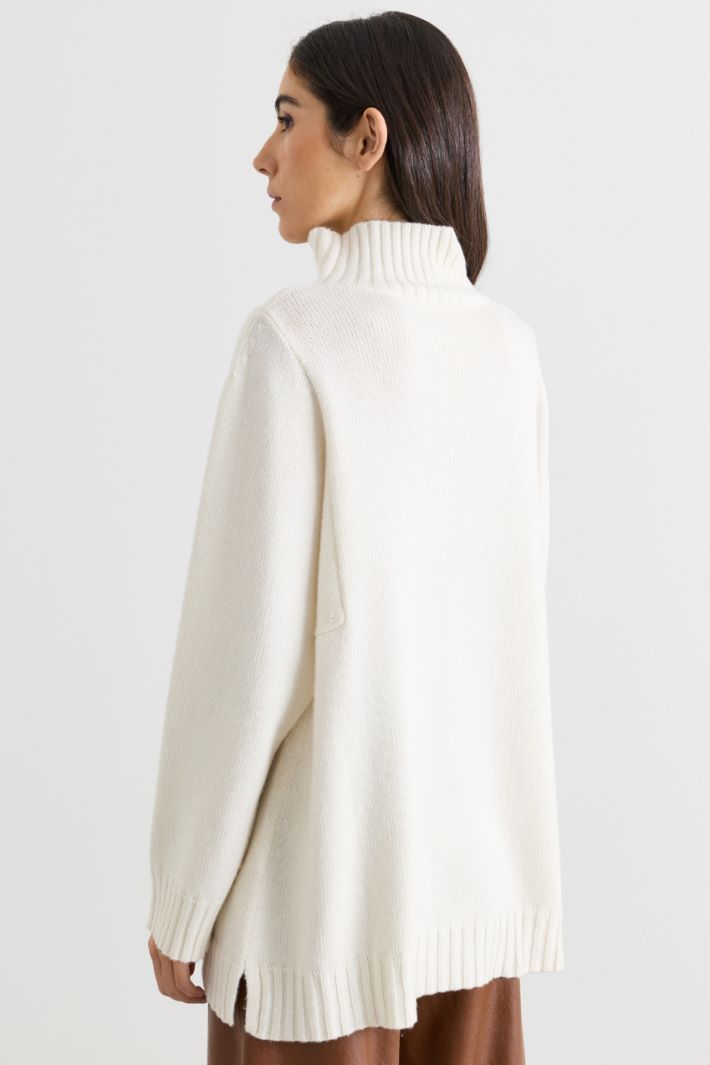 Pull ample à col roulé et fentes latérales - BLANC - Intrend - 4