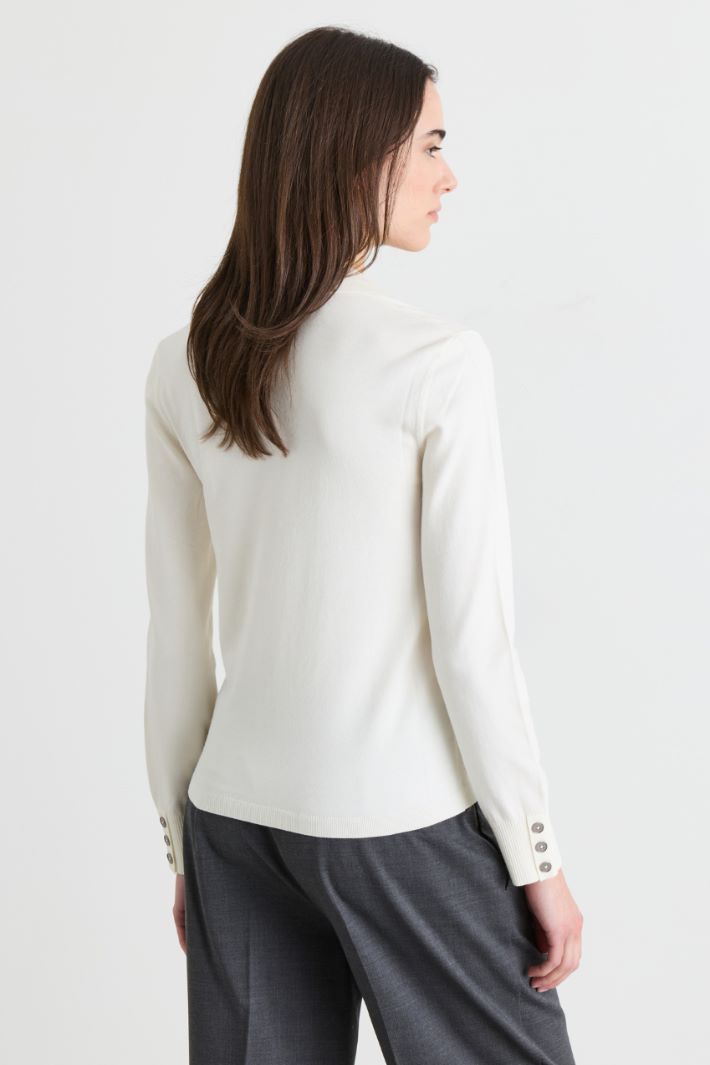 Stretch-knit polo shirt - WHITE - Intrend - 4