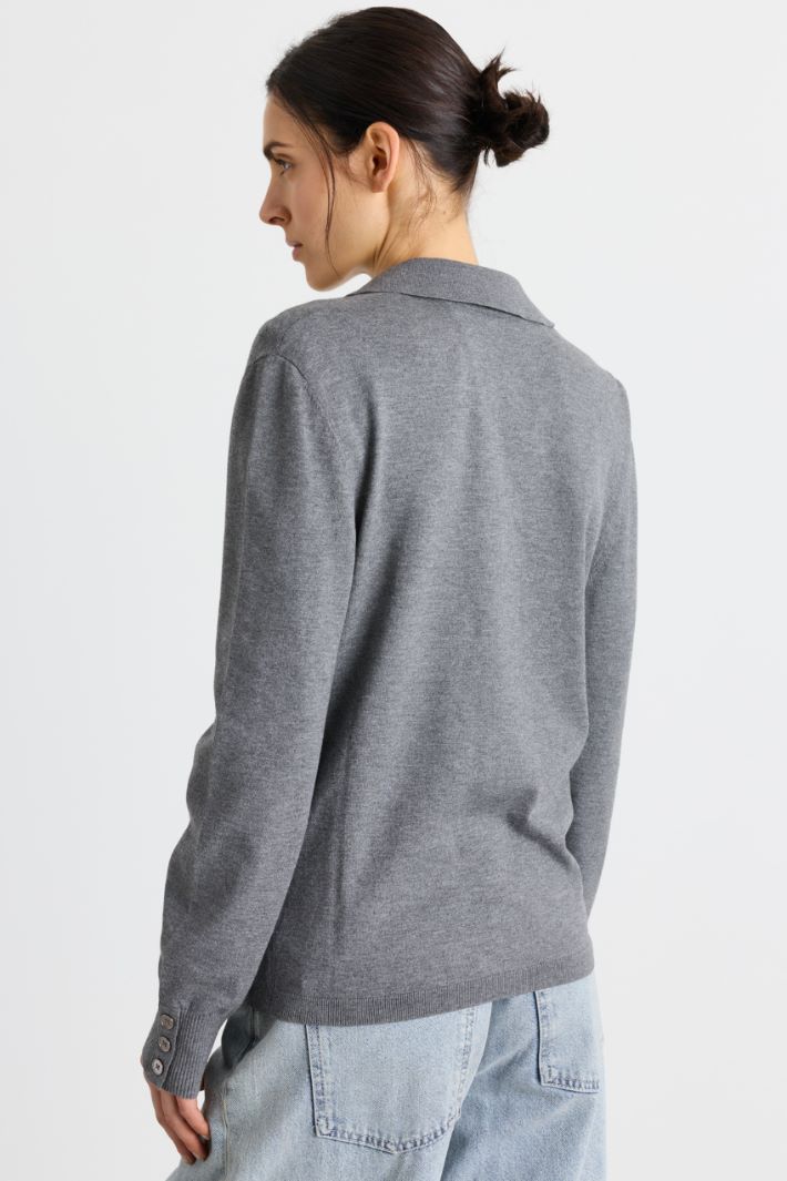 Stretch-knit polo shirt - GREY - Intrend - 4