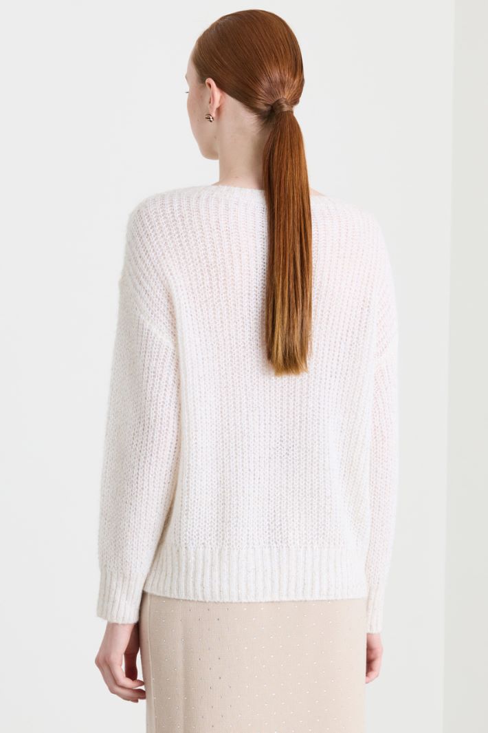 Maglia con micro-paillettes - BIANCO - Intrend - 4