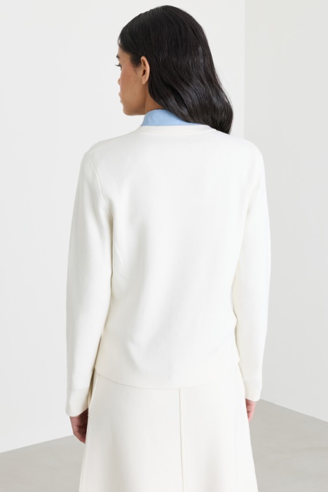 Maglia girocollo in viscosa e lana