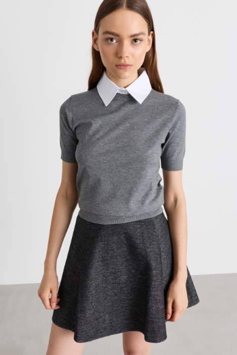 Knit Top with Detachable Collar - Intrend