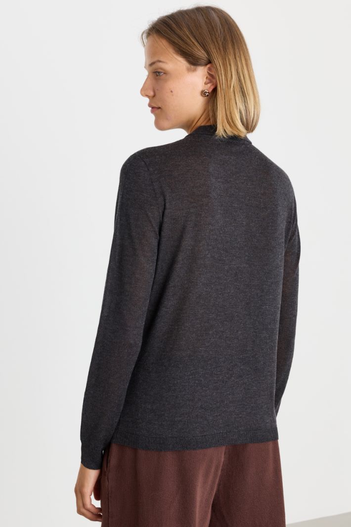 Knitted polo shirt - GREY - Intrend - 4