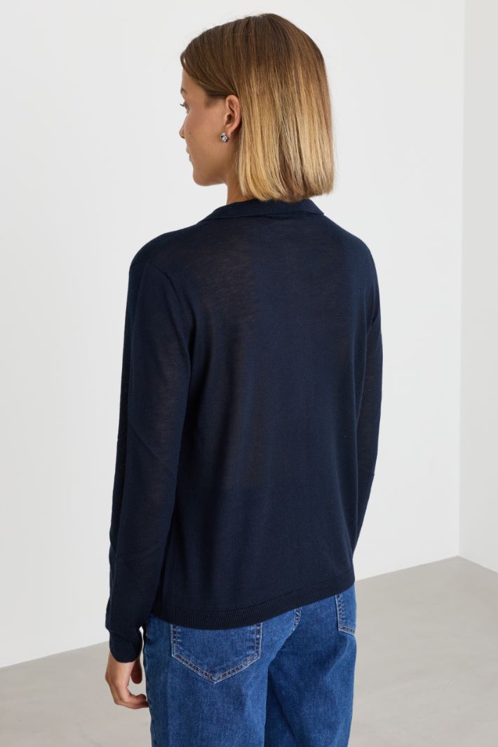 Knitted polo shirt - BLUE - Intrend - 4