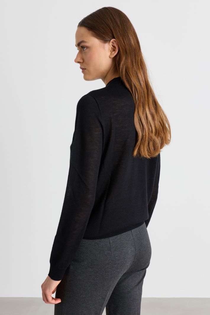 Knitted polo shirt - BLACK - Intrend - 4