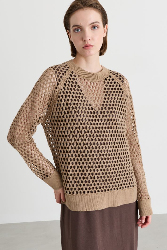 Open-knit jumper - CAMEL - Intrend - 2