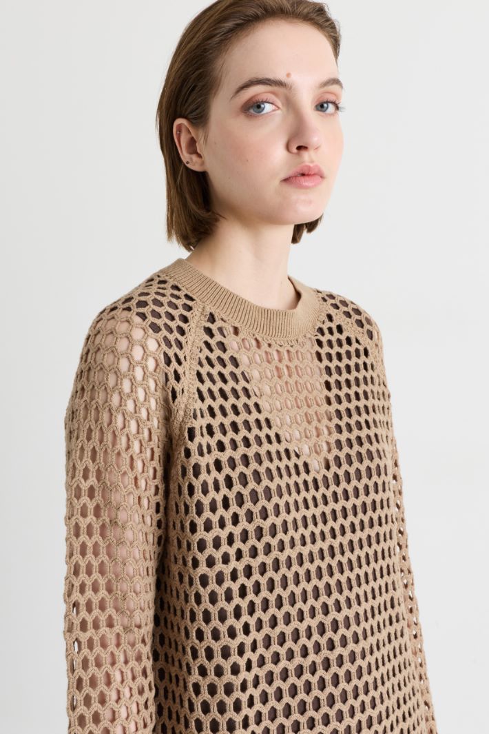 Open-knit jumper - CAMEL - Intrend - 3