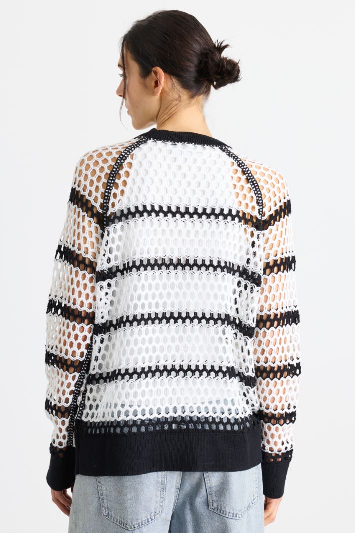 Open-knit jumper - WHTE BLACK - Intrend - 4