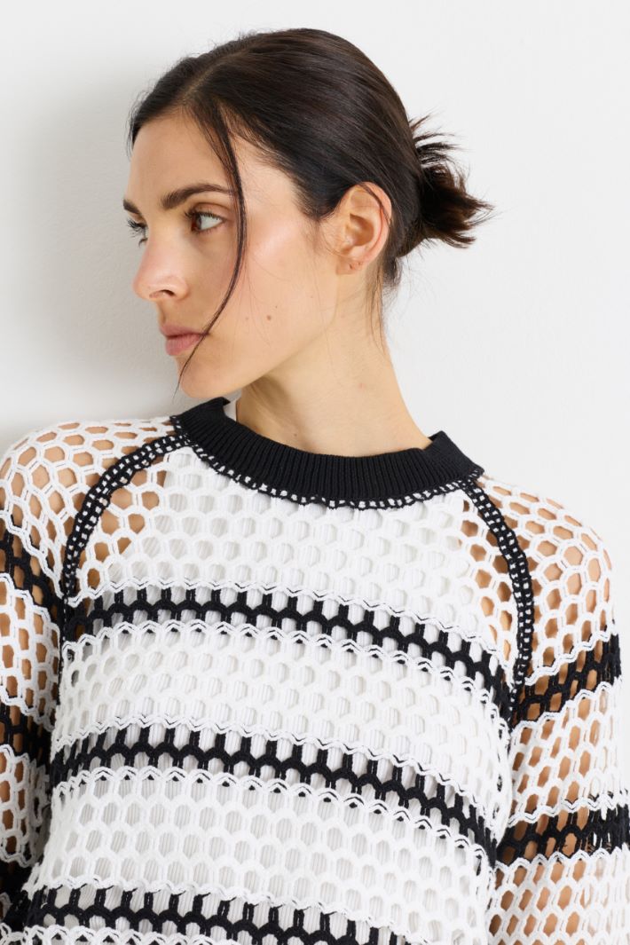 Open-knit jumper - WHTE BLACK - Intrend - 3