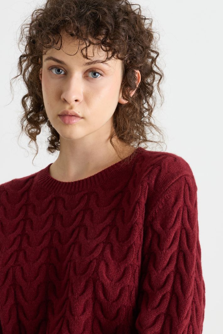 Maglia a trecce - BORDEAUX - Intrend - 3