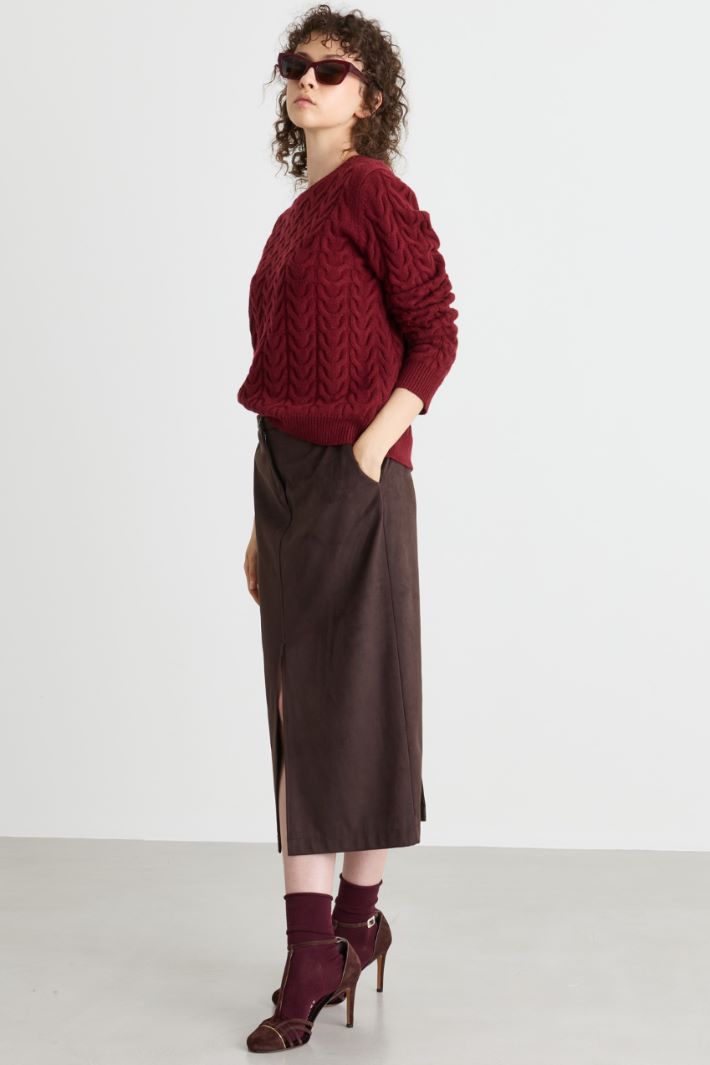 Maglia a trecce - BORDEAUX - Intrend