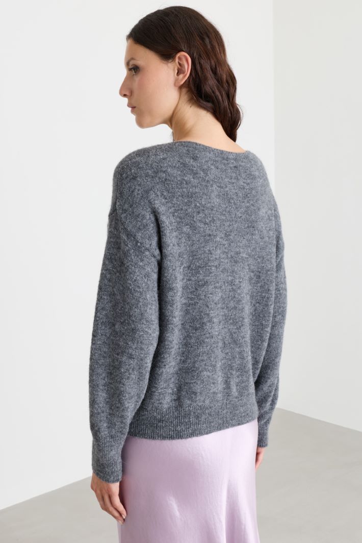 Maglia con scollo spille gioiello - GRIGIO - Intrend - 4