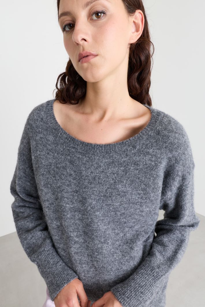 Maglia con scollo spille gioiello - GRIGIO - Intrend - 3