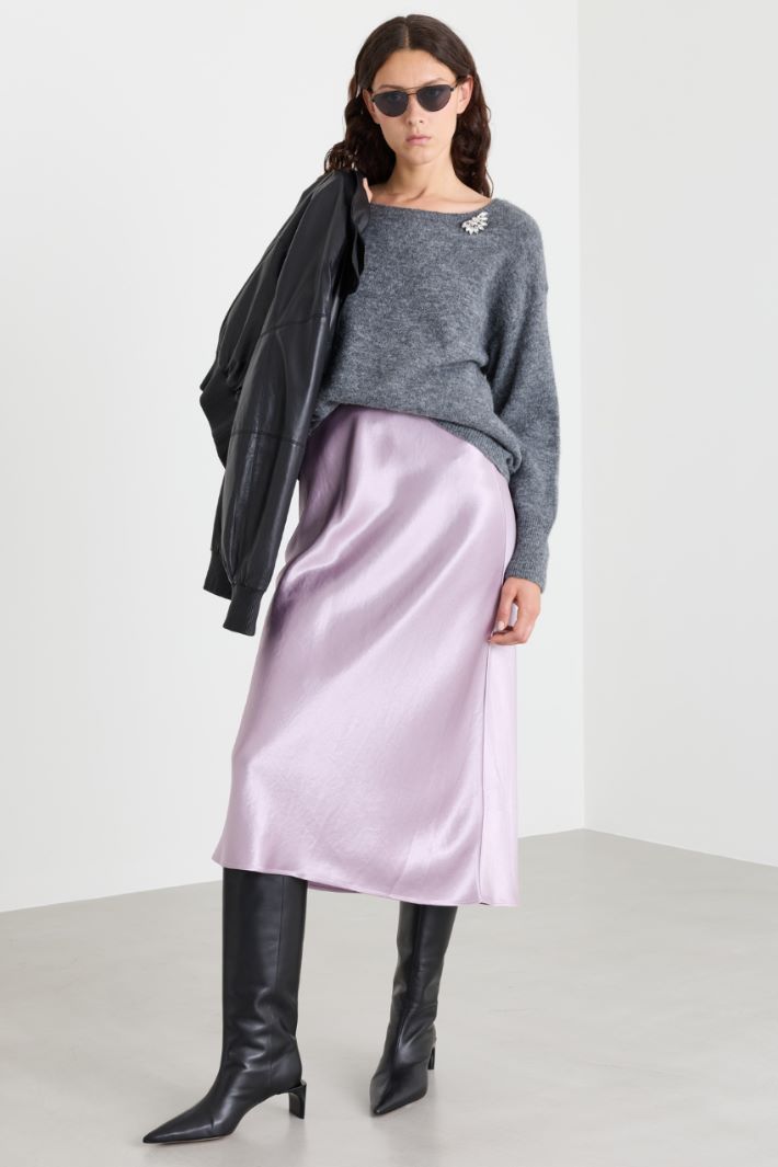 Maglia con scollo spille gioiello - GRIGIO - Intrend