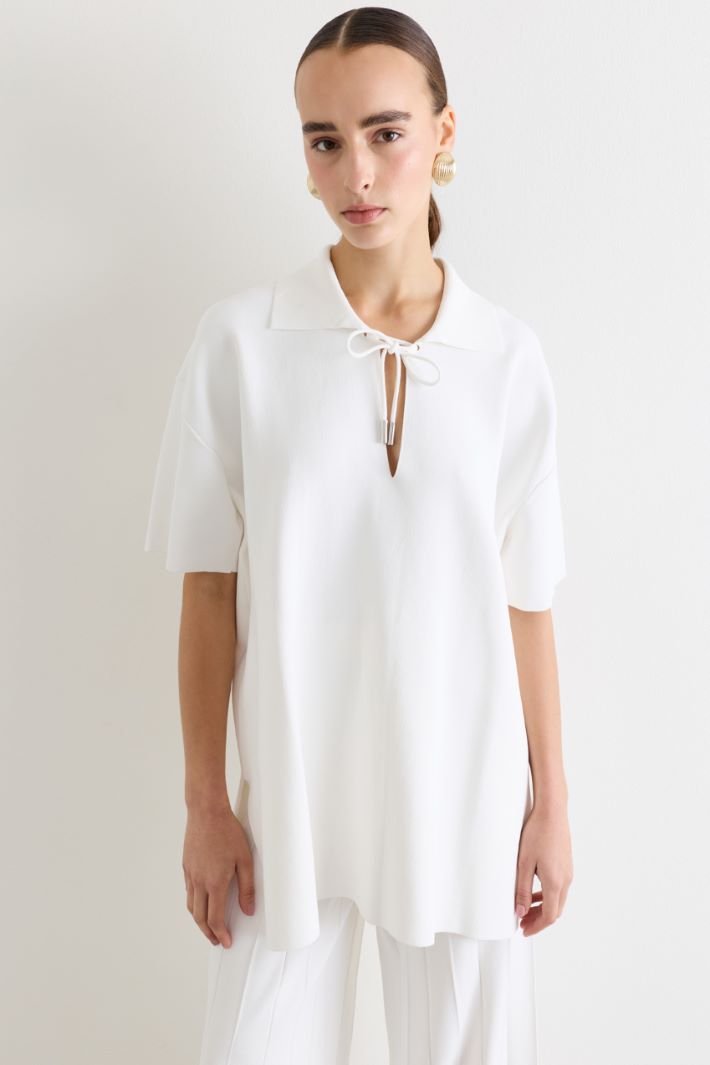 Maglia modello polo con coulisse - BIANCO - Intrend - 2