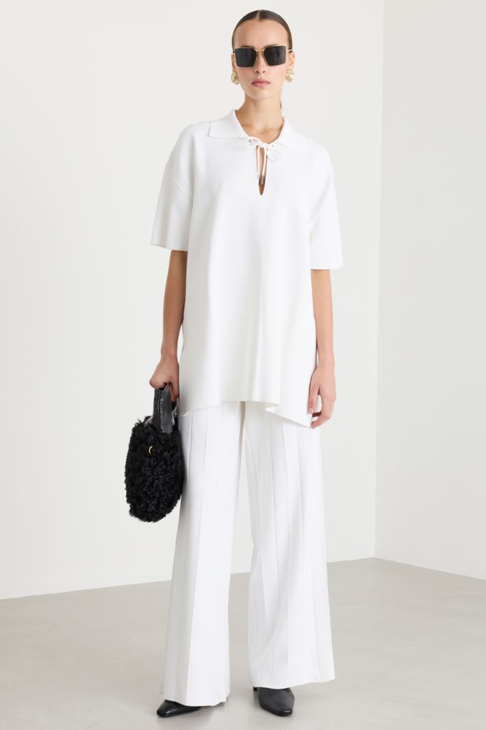 Maglia modello polo con coulisse - BIANCO - Intrend