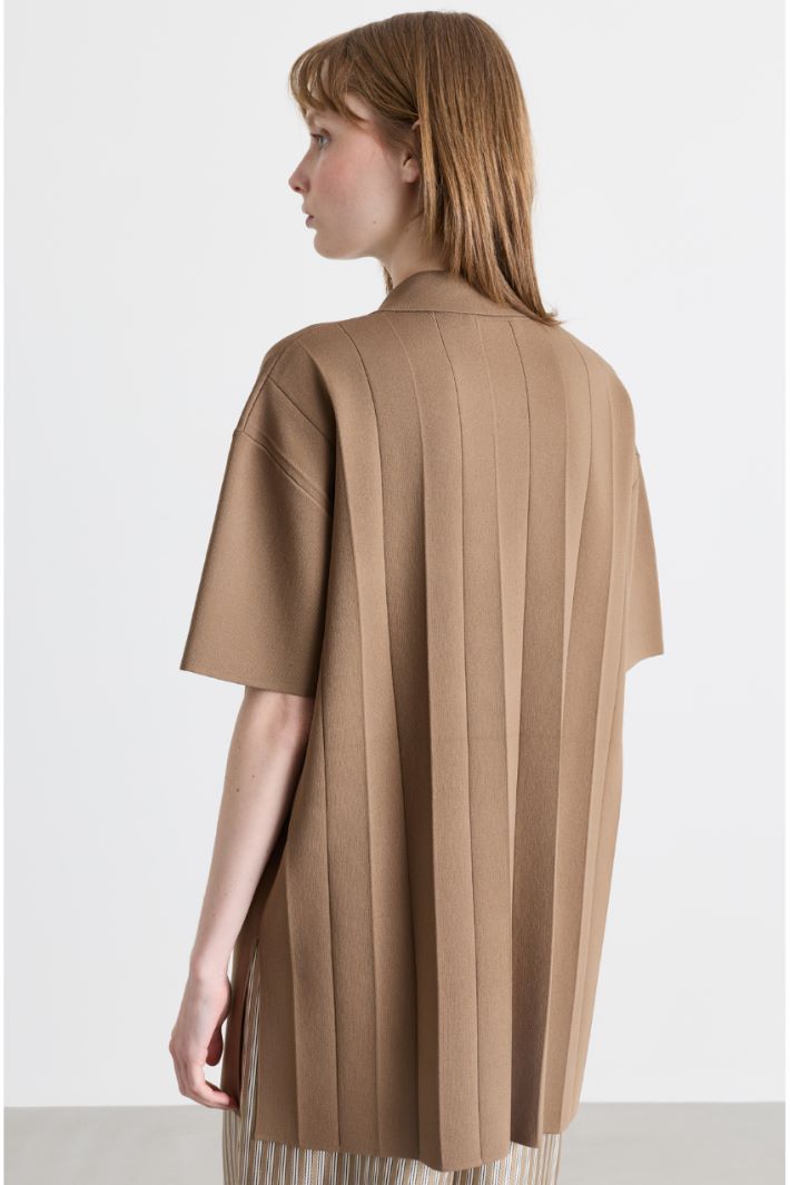 Drawstring V-neck top - CAMEL - Intrend - 4