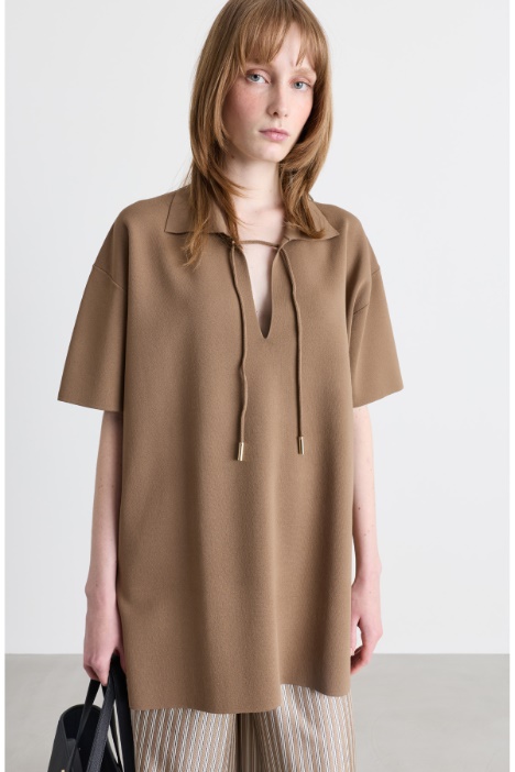 Drawstring V-neck top - Intrend