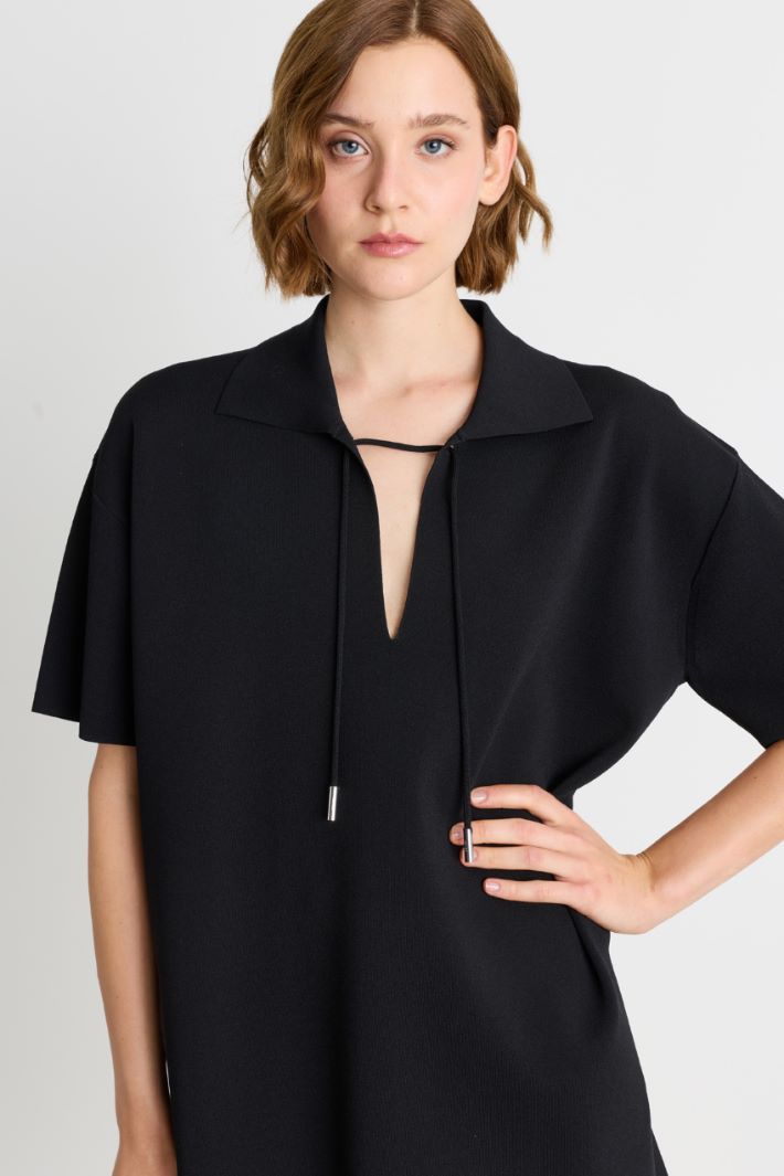 Polo de punto con cordón ajustable - NEGRO - Intrend - 3