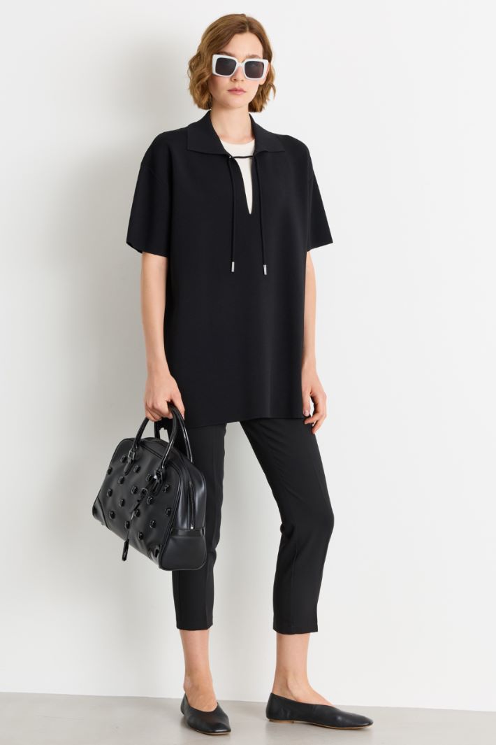 Polo de punto con cordón ajustable - NEGRO - Intrend