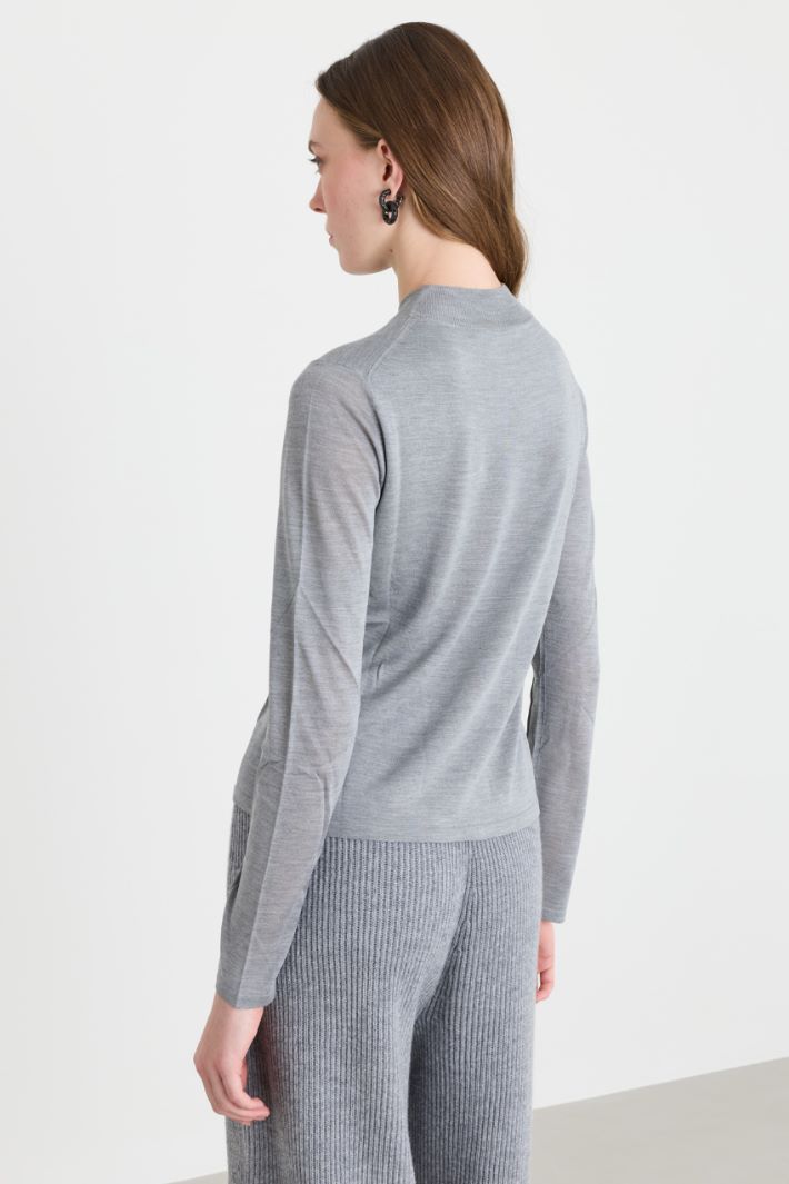 Pure silk polo neck jumper - GREY - Intrend - 4