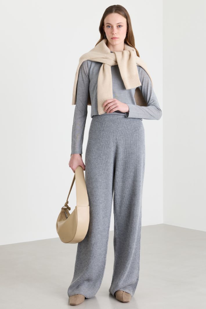 Pure silk polo neck jumper - GREY - Intrend