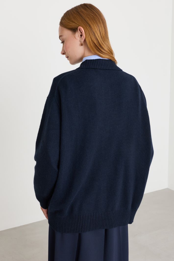 Maglia con scollo a V - BLU - Intrend - 4