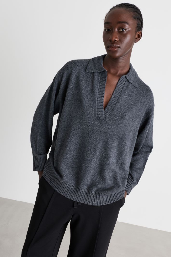 Maglia con scollo a V - GRIGIO - Intrend - 2