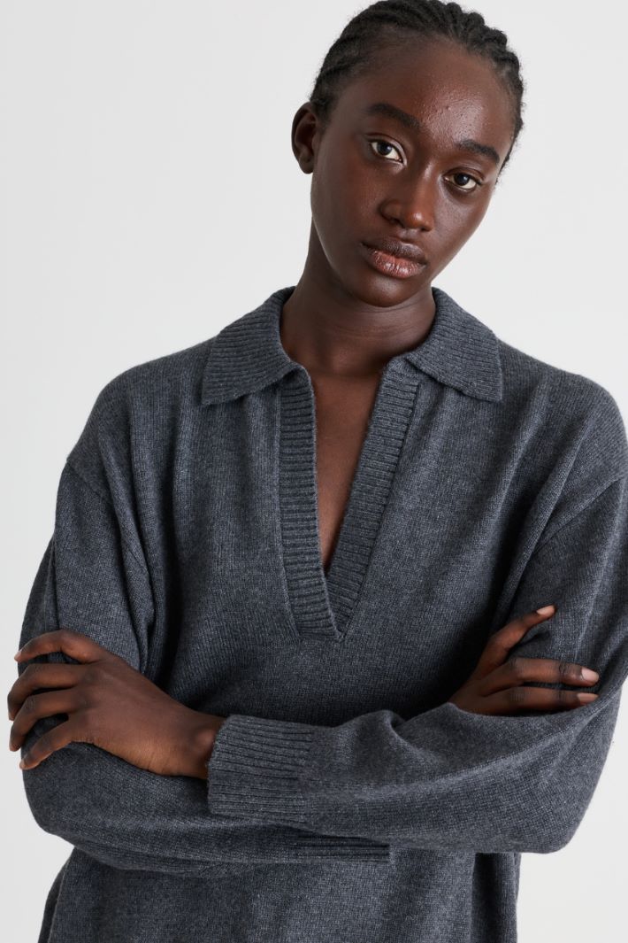 Maglia con scollo a V - GRIGIO - Intrend - 3
