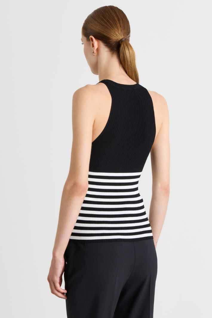 Ribbed top - BLACK WHITE - Intrend - 4