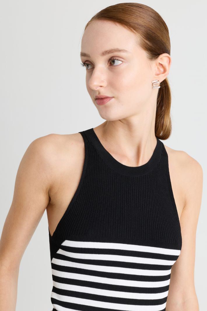 Ribbed top - BLACK WHITE - Intrend - 3