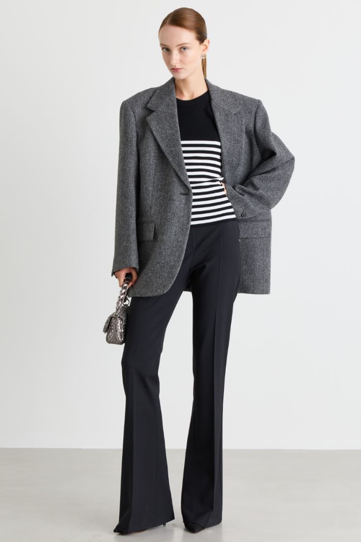 Ribbed top - BLACK WHITE - Intrend