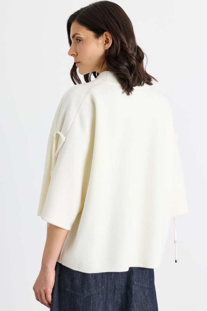 Woven-drawstring jumper - WHITE - Intrend - 4
