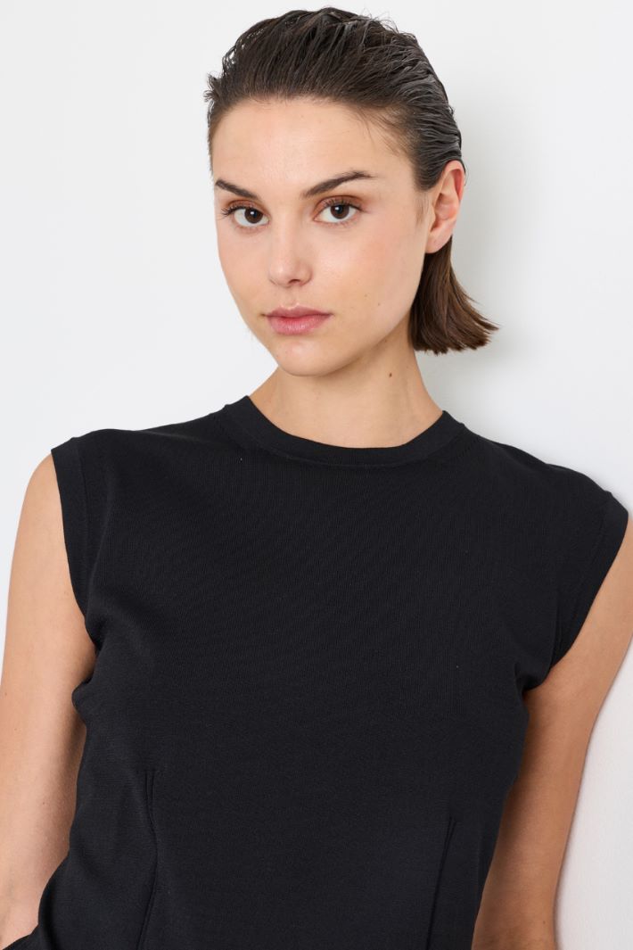 Crepe Top - BLACK - Intrend - 3